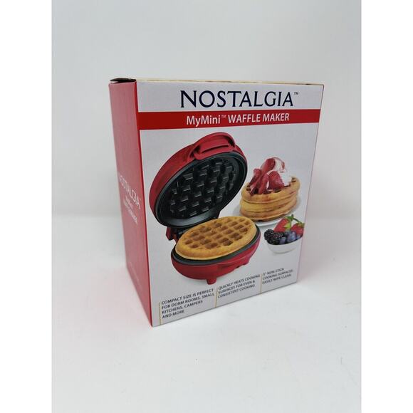 Nostalgia MyMini Waffle Maker 5" Non-Stick Cooking Surface. NEW Factory Sealed! - Picture 1 of 3